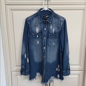 Distressed Blue Denim Shirt or Dress